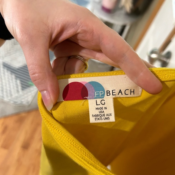 FREE PEOPLE Beach Rosalia Low Open Back Mini Dress Mustard Yellow Large - Picture 6 of 10